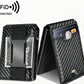 Carbon Fiber Pattern Slim PU Wallet RFID Blocking Money Clip for Men and Women