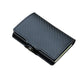 Carbon Fiber Plaid Card Holder with Secret Compartments for United States and CHF - Zipper Wallet: Your Black Leather