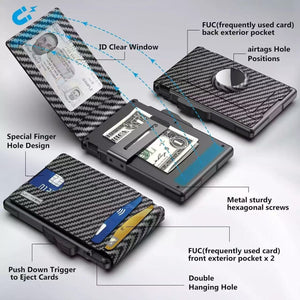 Carbon Fiber RFID Blocking Wallet Anti-Theft Slim Bifold for Men and Women - carbon fiber