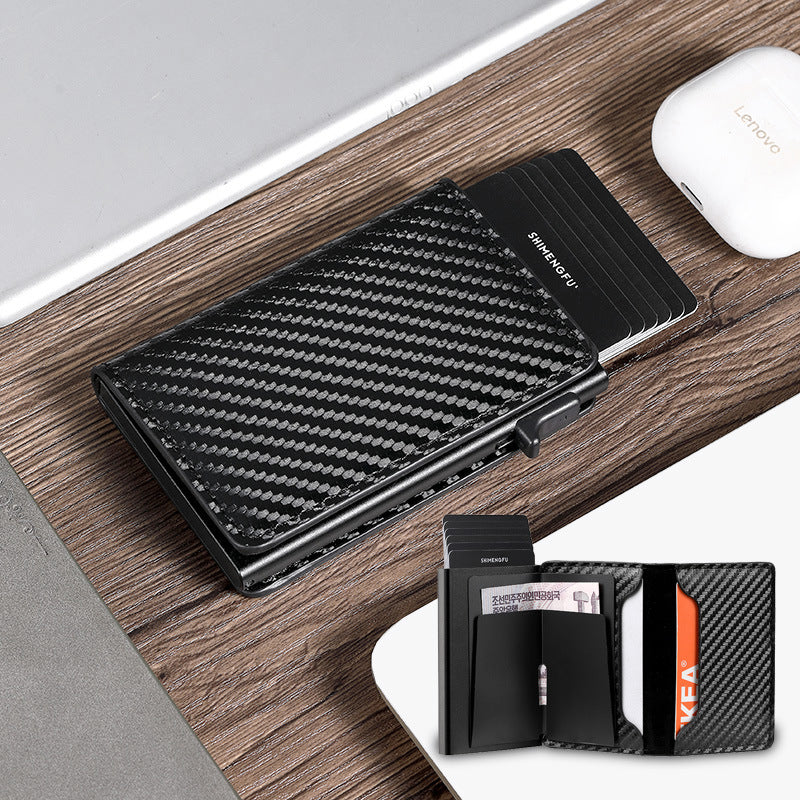 Carbon Fiber RFID Blocking Wallet Slim Bifold Mens Leather Card Holder