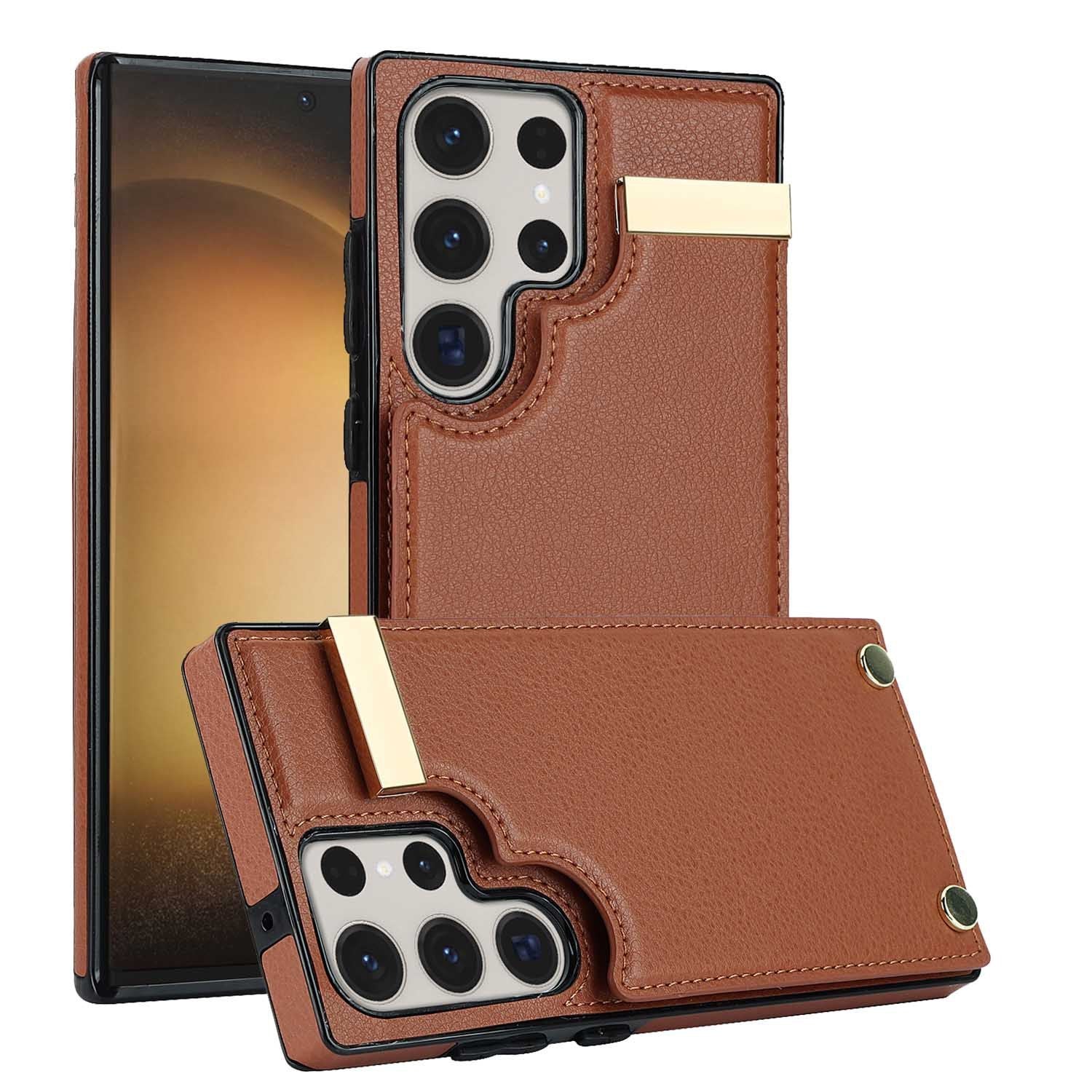 Card Hardware Organ Leather Phone Case - Card Hardware Organ Leather Phone Case for Samsung