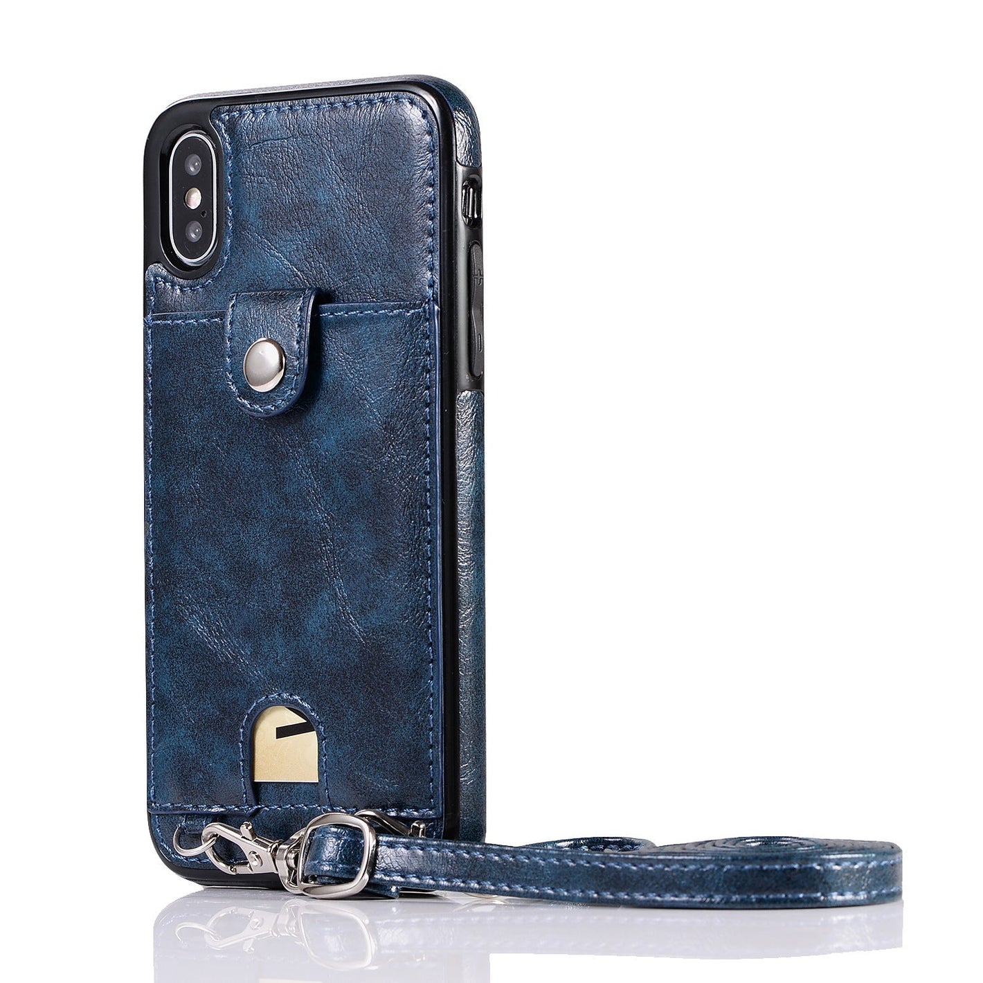 Samsung and Apple protective sleeve with card protection lanyard leather - Card Protective Sleeve Lanyard Leather Case
