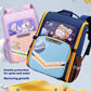 Cartoon Backpack for School Light Purple Pink Blue Waterproof Breathable - Backpack: Happy Spine No More Whine united