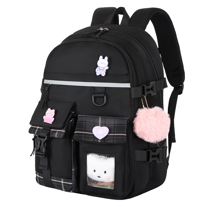 Cartoon Cute And Lightweight Burden-reducing Student Schoolbag - Soft and Silly Hairy Ball Tuition Bag for Students