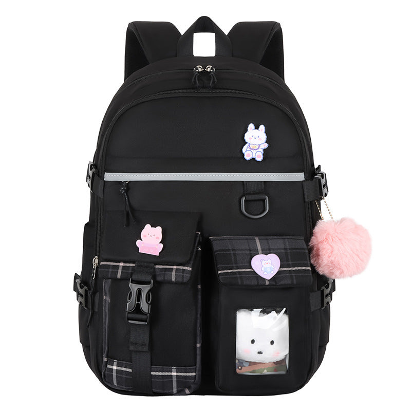 Cartoon Cute And Lightweight Burden-reducing Student Schoolbag - Soft and Silly Hairy Ball Tuition Bag for Students