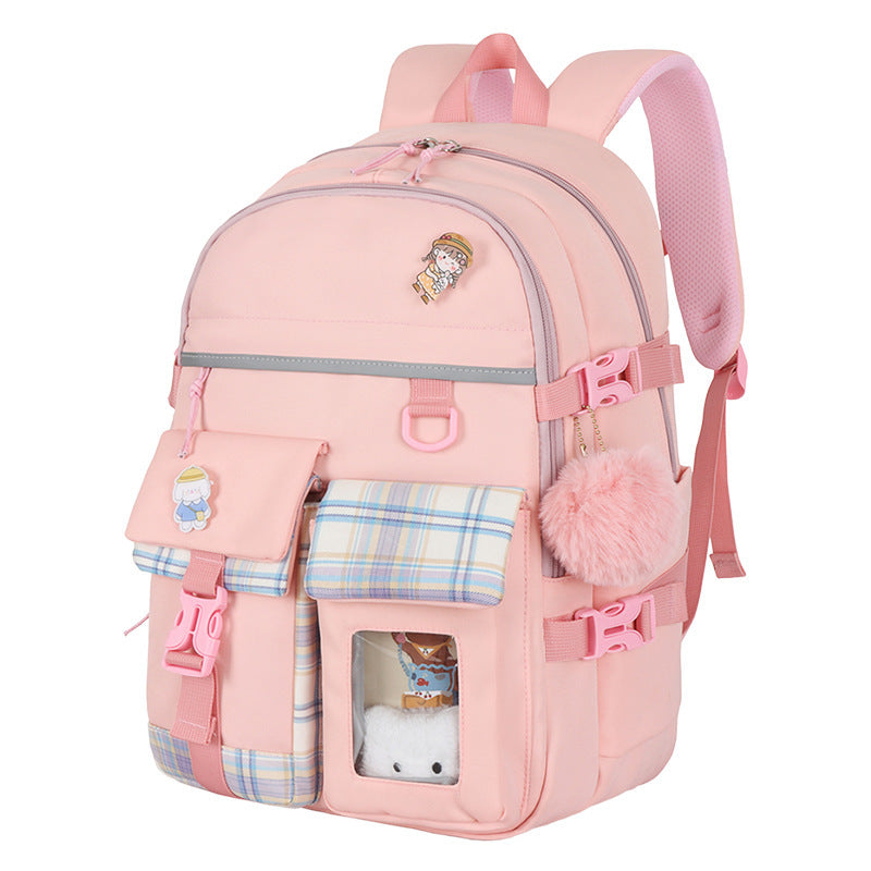 Cartoon Cute And Lightweight Burden-reducing Student Schoolbag - Soft and Silly Hairy Ball Tuition Bag for Students