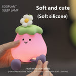 Cartoon Eggplant Small Night Lamp with Soft Yellow Light and Eye Protection Ambience - cartoon eggplant small night
