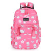 Cartoon Rabbit Pattern Printed Large Capacity Backpack - Rose Red