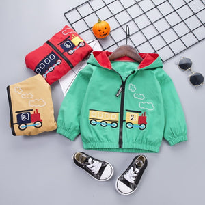 Cartoon Train Jacket for Kids Stylish with Size Options - Sizes cartoon train jacket
