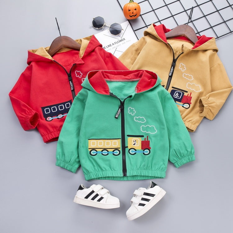 Cartoon Train Jacket for Kids Stylish with Size Options - Sizes cartoon train jacket