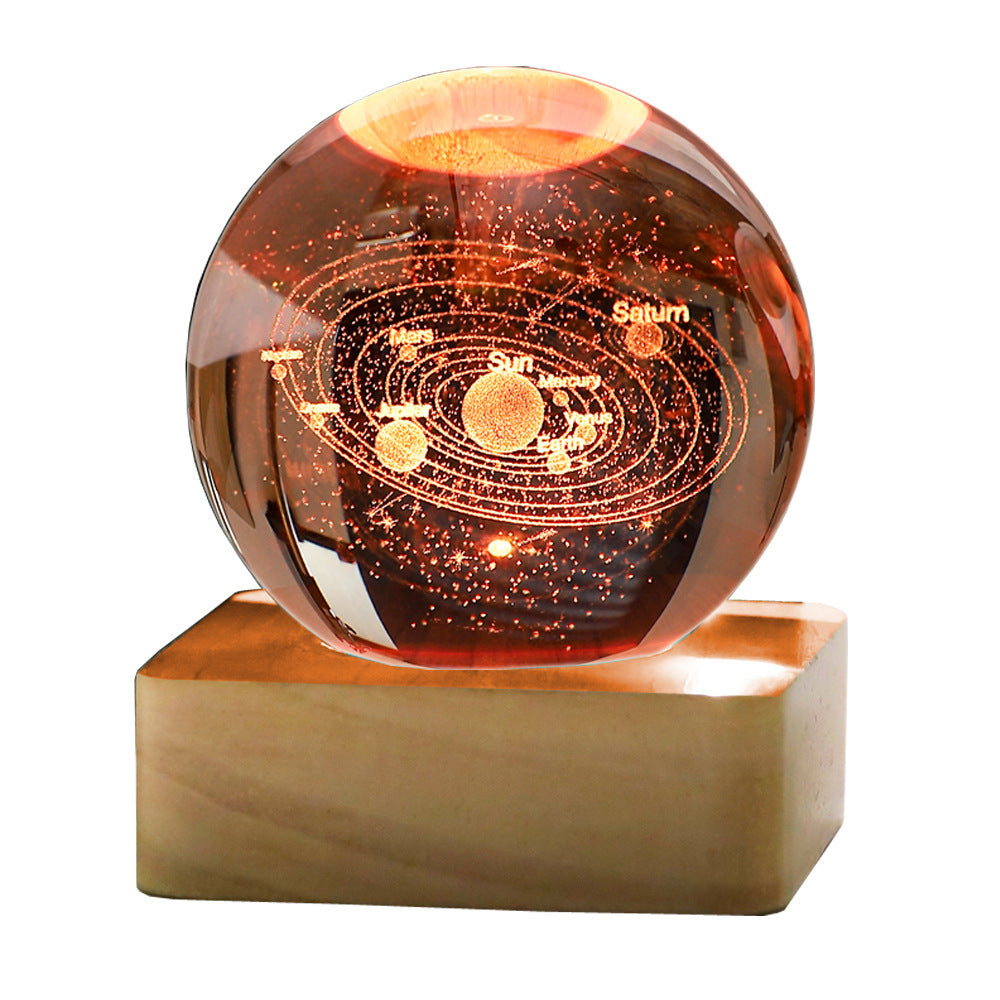 Carved 3D Crystal Square Ball Light Desktop Decoration with USB Power - Teleplus carved 3d crystal ball square light