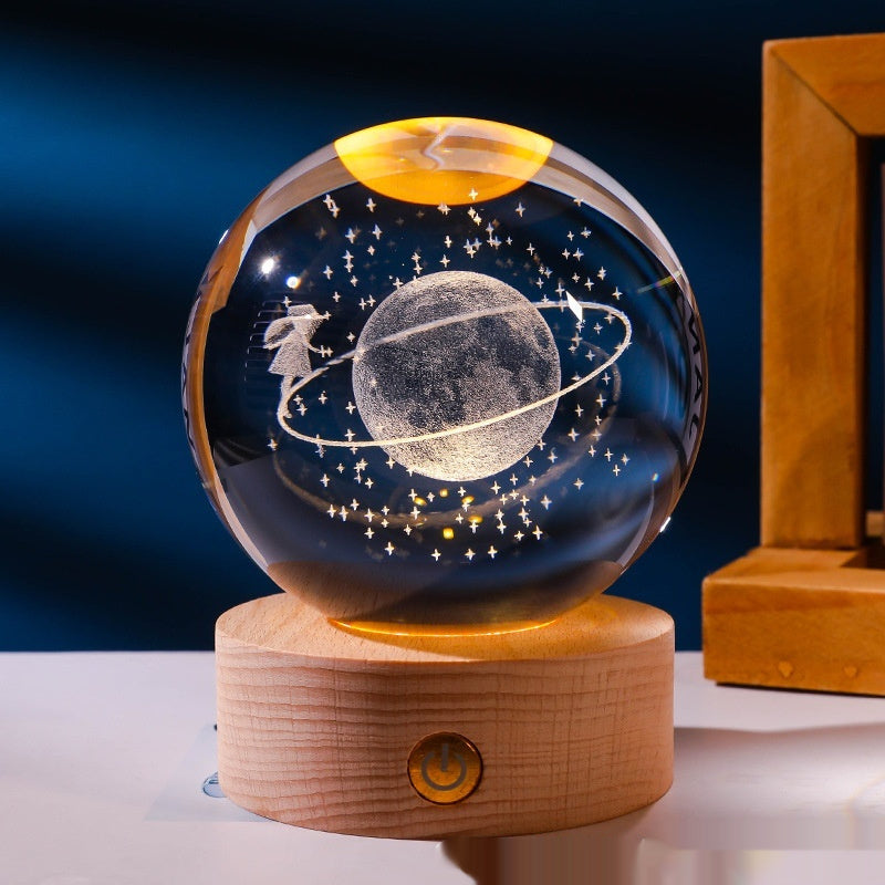 Carved Crystal Ball Small Night Lamp with Surface Polishing Material - for Cozy Decor carved crystal ball small night