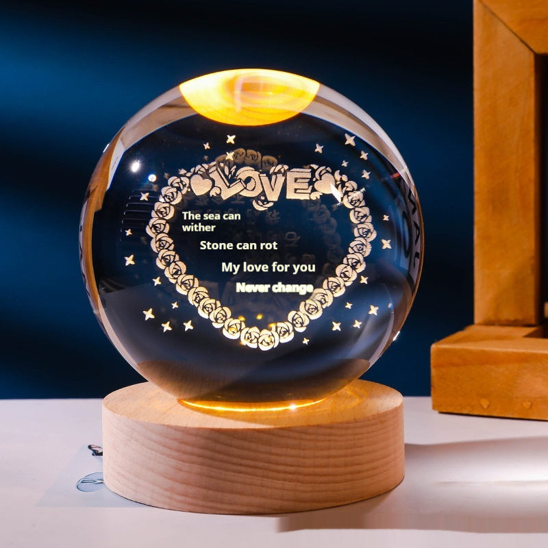 Carved Crystal Ball Small Night Lamp with Surface Polishing Material - for Cozy Decor carved crystal ball small night