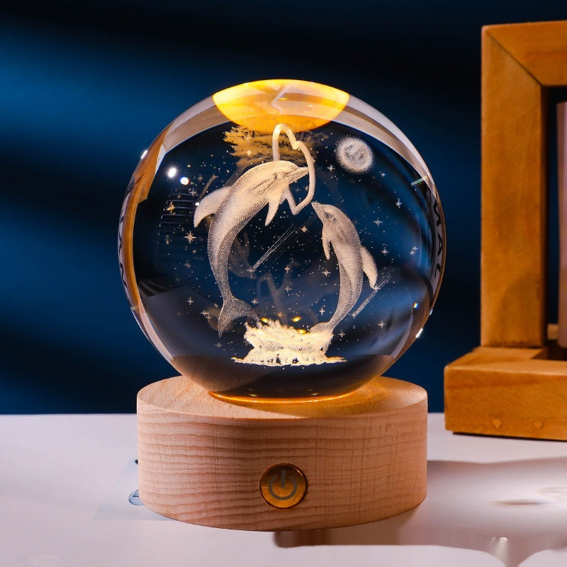 Carved Crystal Ball Small Night Lamp with Surface Polishing Material - for Cozy Decor carved crystal ball small night