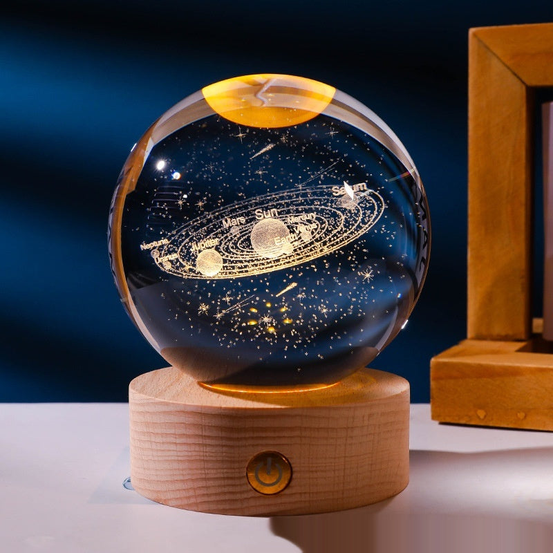 Carved Crystal Ball Small Night Lamp with Surface Polishing Material - for Cozy Decor carved crystal ball small night