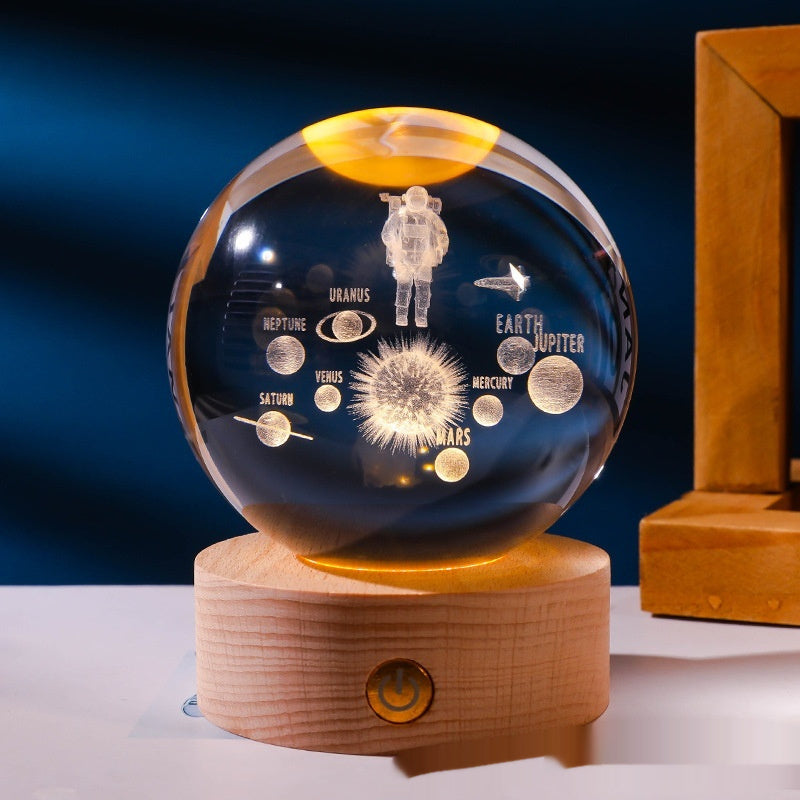 Carved Crystal Ball Small Night Lamp with Surface Polishing Material - for Cozy Decor carved crystal ball small night