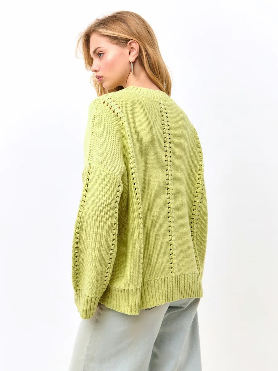 Cashmere Acrylic Pullover Sweater for Women in Milky White Gray Blue Green - Teleplus