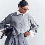 Cashmere Acrylic Pullover Sweater for Women in Milky White Gray Blue Green - Teleplus