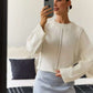 Cashmere Acrylic Pullover Sweater for Women in Milky White Gray Blue Green - Teleplus