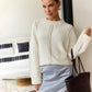 Cashmere Acrylic Pullover Sweater for Women in Milky White Gray Blue Green - Teleplus