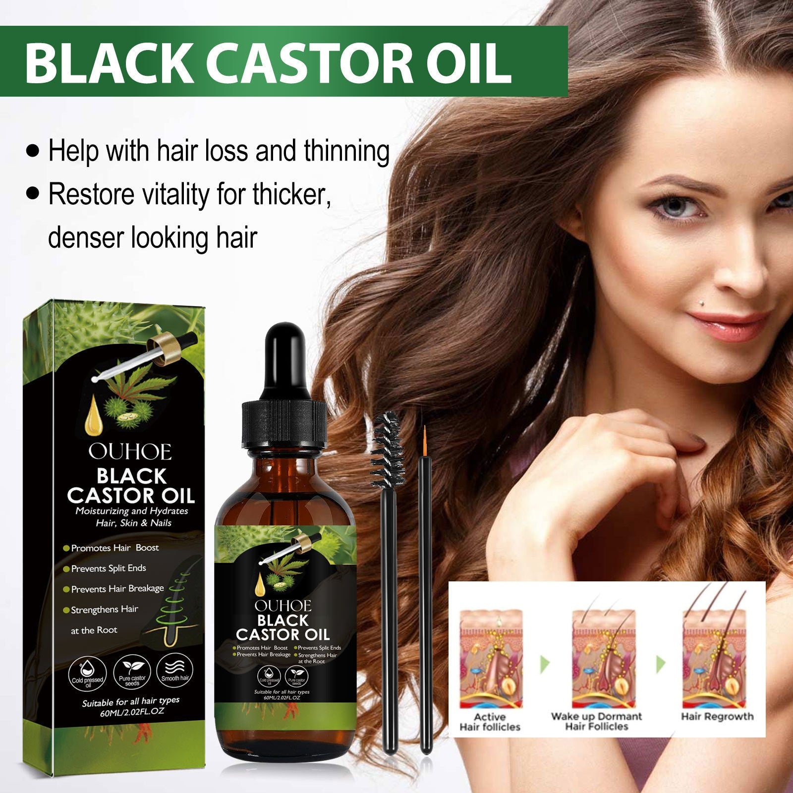 Castor Oil Hair Care Essential for Dense Fixed with Vitamins B5 B7 - Teleplus hair care essential castor oil