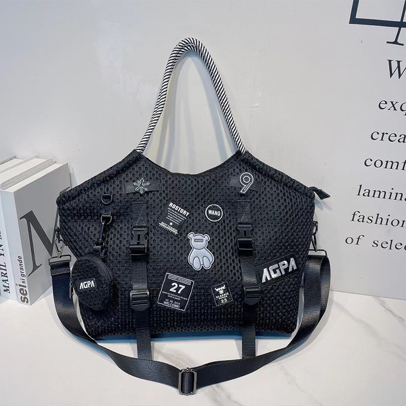 Casual Big Bag with Nylon Mesh Shoulder and Waterproof Design - casual big bag waterproof nylon mesh shoulder