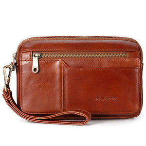 Casual Leather Cortex Bag Clutch with Zipper and Multiple Compartments for United States Buyers - Stylish Men: Cowhide