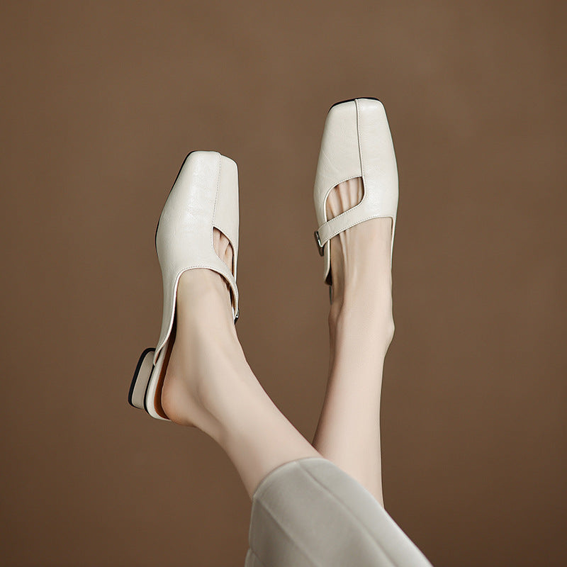 Casual Leather Slip-On Shoes for Women with Rubber Sole and Comfortable Lining - Teleplus leather slip-on shoes casual