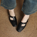 Casual Leather Slip-On Shoes for Women with Rubber Sole and Comfortable Lining - Teleplus leather slip-on shoes casual