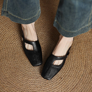 Casual Leather Slip-On Shoes for Women with Rubber Sole and Comfortable Lining - Teleplus leather slip-on shoes casual