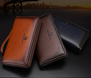 Casual PU Leather Horizontal Wallet Bag for United States Travel - Large with 2cm Expansion Real Men united states chf