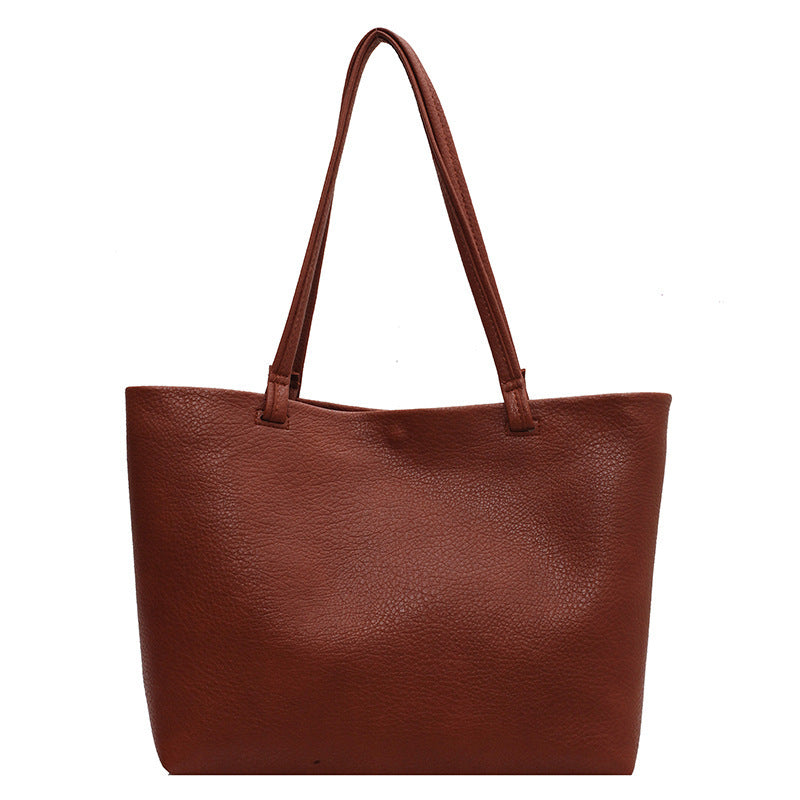 Casual Soft Leather Large Shoulder Bag with Spacious Interior and Multiple Colors - Teleplus for Daily Use casual soft