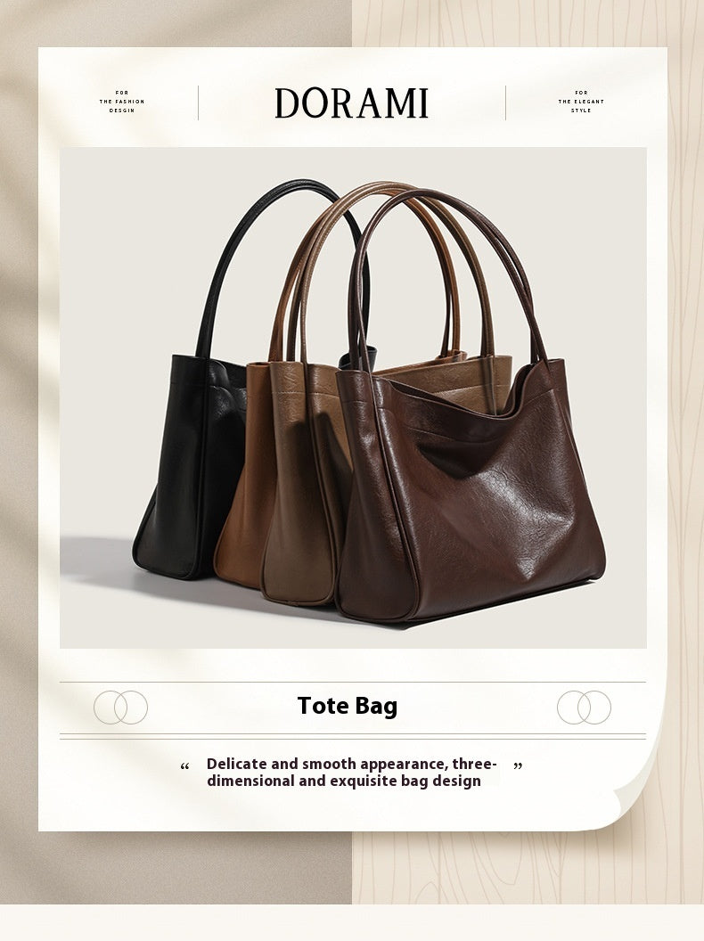 Casual Soft Leather Retro Style Commuter Shopping Shoulder Bag - Teleplus casual soft leather retro style commuter