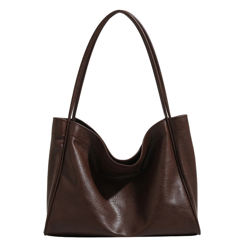 Casual Soft Leather Retro Style Commuter Shopping Shoulder Bag - Teleplus casual soft leather retro style commuter