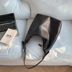 Casual Soft Leather Tote with Polyester Lining and Dumpling Shape Design - Teleplus fashion casual soft leather tote