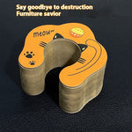 Cat Scratch Board with Bell Ball Catnip and Cartoon Design for Cats - cat scratch board