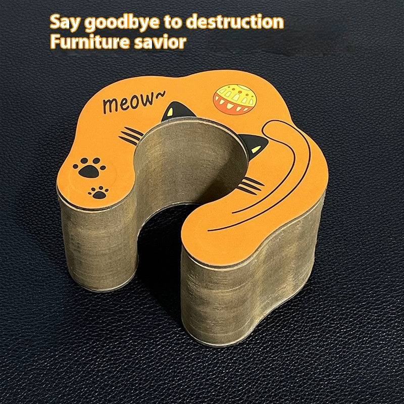 Cat Scratch Board with Bell Ball Catnip and Cartoon Design for Cats - cat scratch board