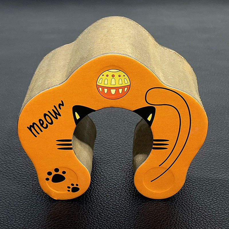 Cat Scratch Board with Bell Ball Catnip and Cartoon Design for Cats - cat scratch board