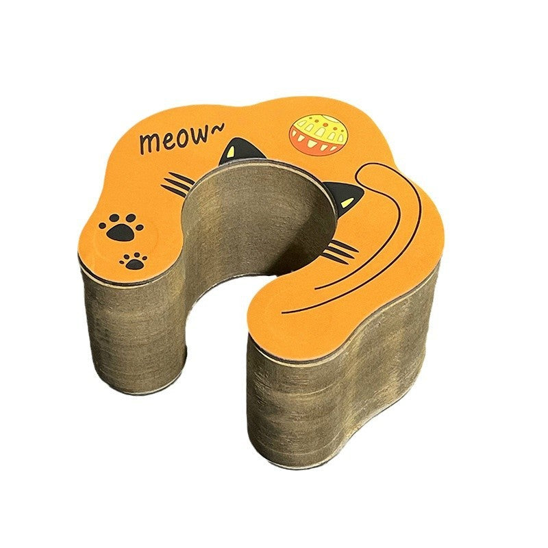 Cat Scratch Board with Bell Ball Catnip and Cartoon Design for Cats - cat scratch board