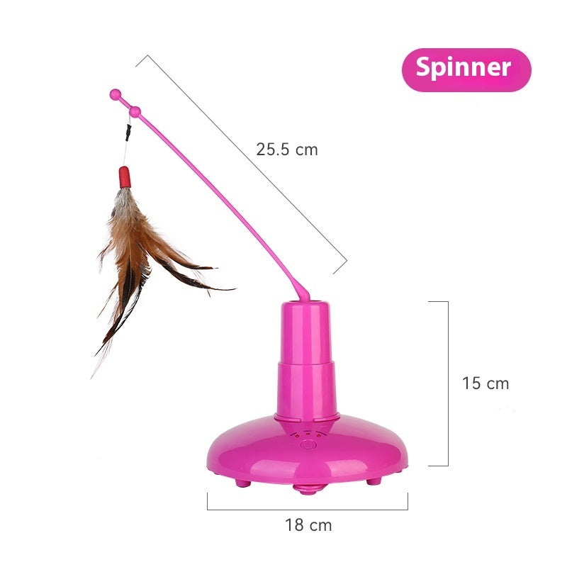 Cat Teaser Wand Pink Fly Rotator Interactive Toy for Cats - Teleplus cat teaser