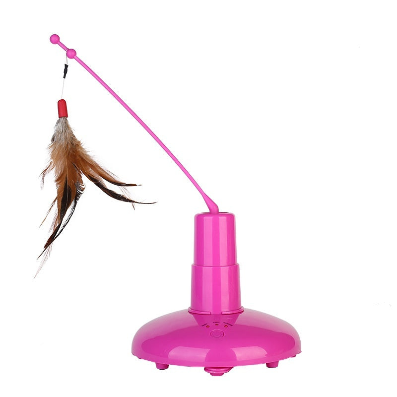 Cat Teaser Wand Pink Fly Rotator Interactive Toy for Cats - Teleplus cat teaser