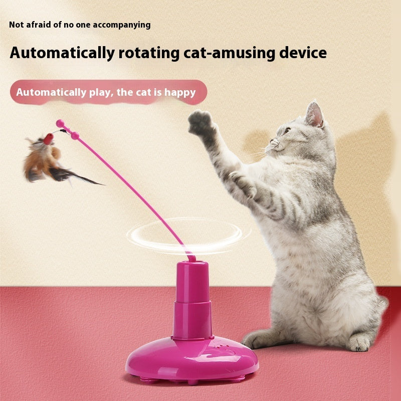 Cat Teaser Wand Pink Fly Rotator Interactive Toy for Cats - Teleplus cat teaser