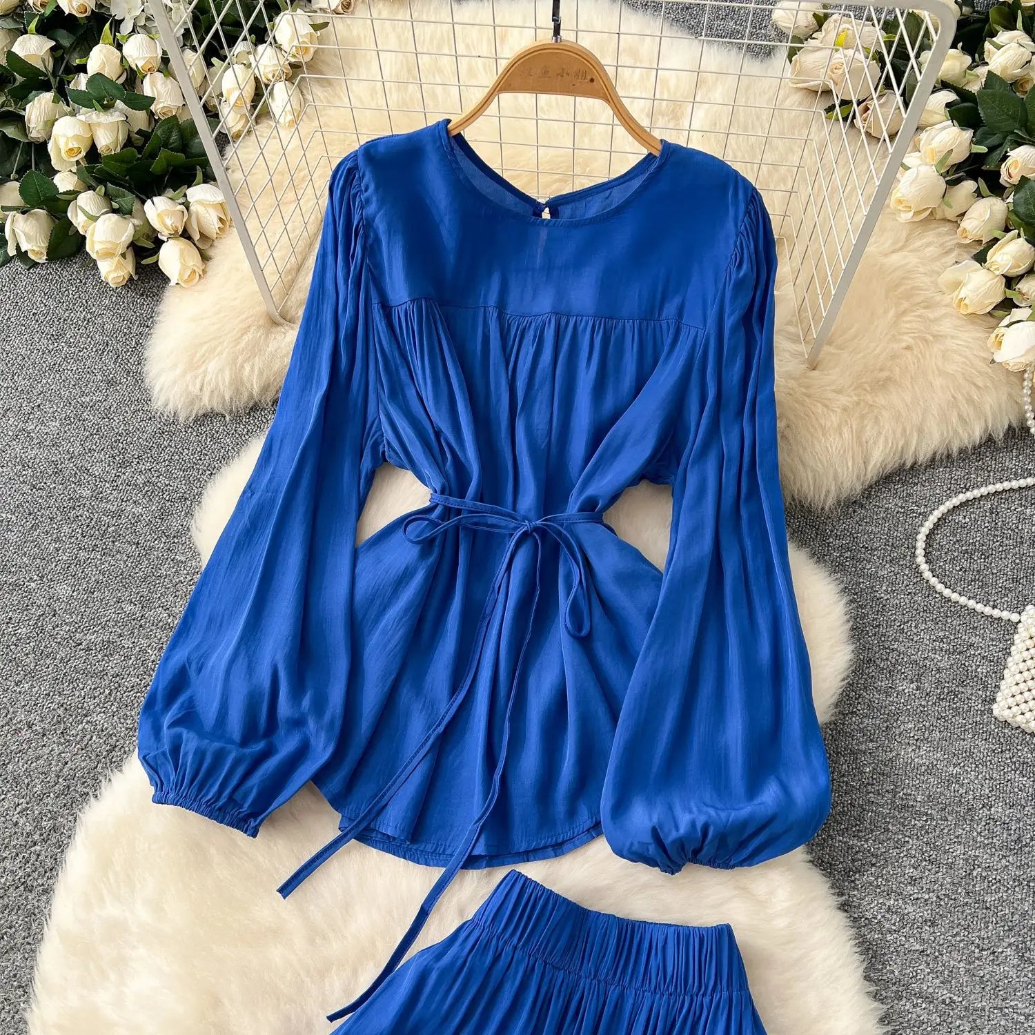 Polyester A-lijn rok met lange mouwen in meerdere kleuren voor vrouwen