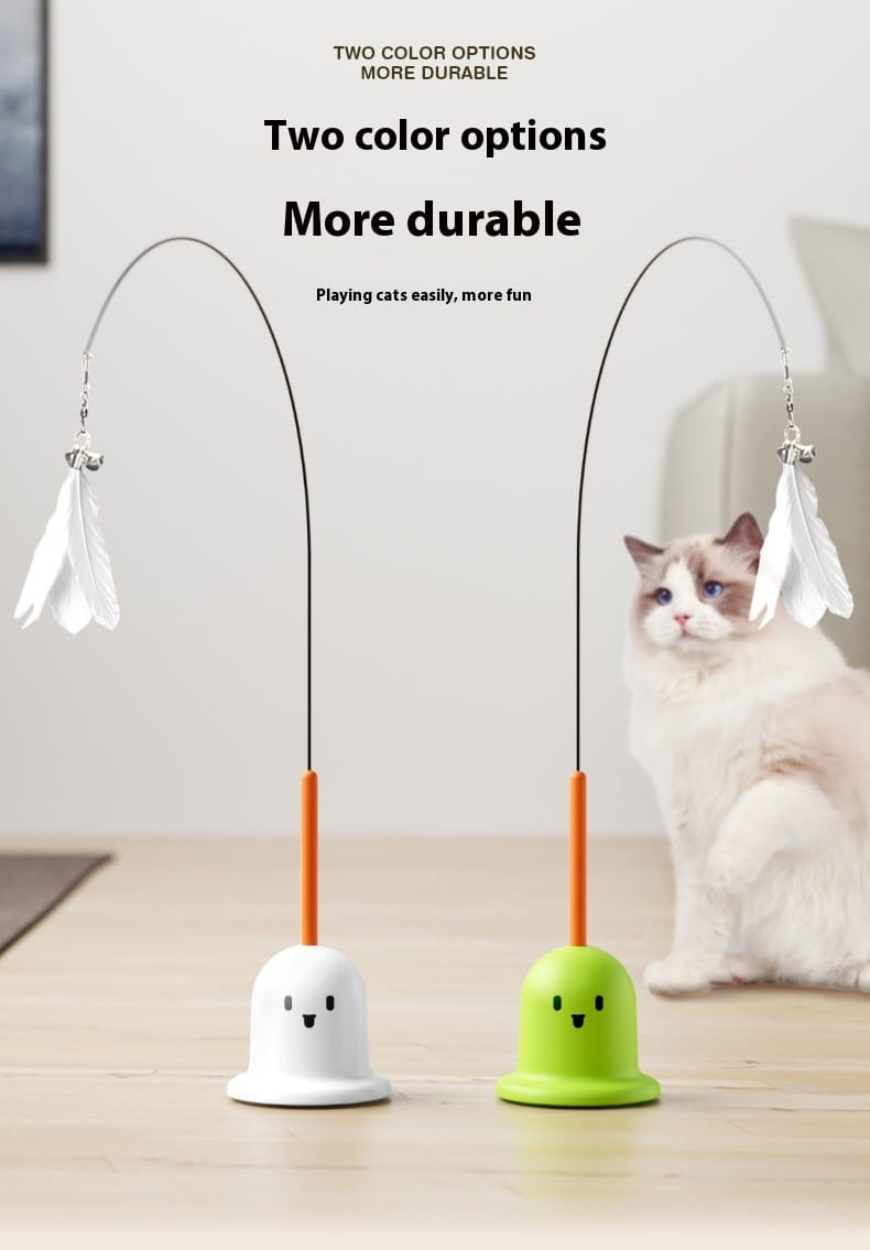 Kattet teaser leketøy med fjær frisk grønn ziplock -emballasje for interaktiv lek