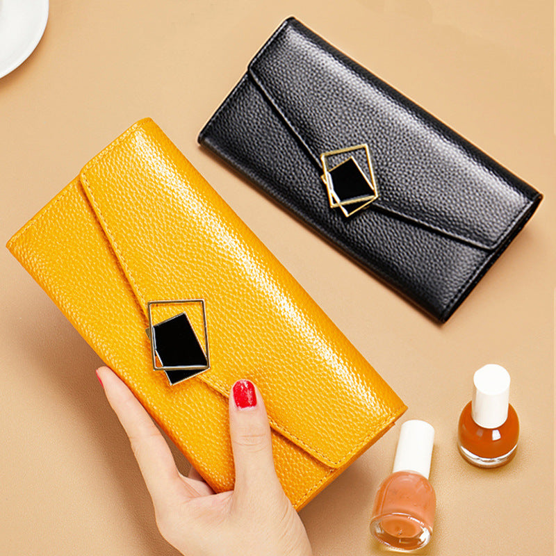 Women’s Long Fashion Large-capacity Genuine Leather Wallet - Cowhide Anti-Theft Wallet for the Stylish Hoarder