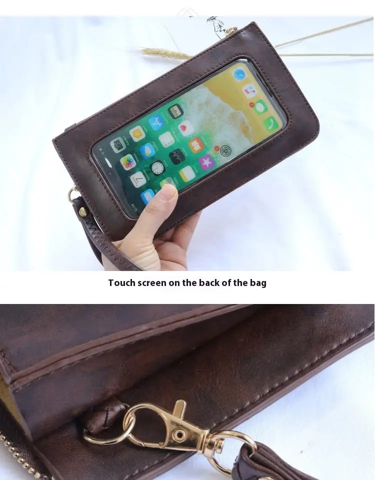 PU vooder mustsinisega roosiga punane pruun koos tõmblukuga sisetaskutega