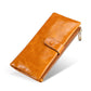 Women’s Real Leather Long Multiple Card Slots Hand-held Retro Oil Wax Skin Coin Purse - Stylish Coin Purse