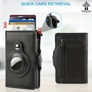 Men’s Wallet Tracker Card Clamp Metal Card Holder - Crazy Horse Wallet Tracker for Forgetful Gents