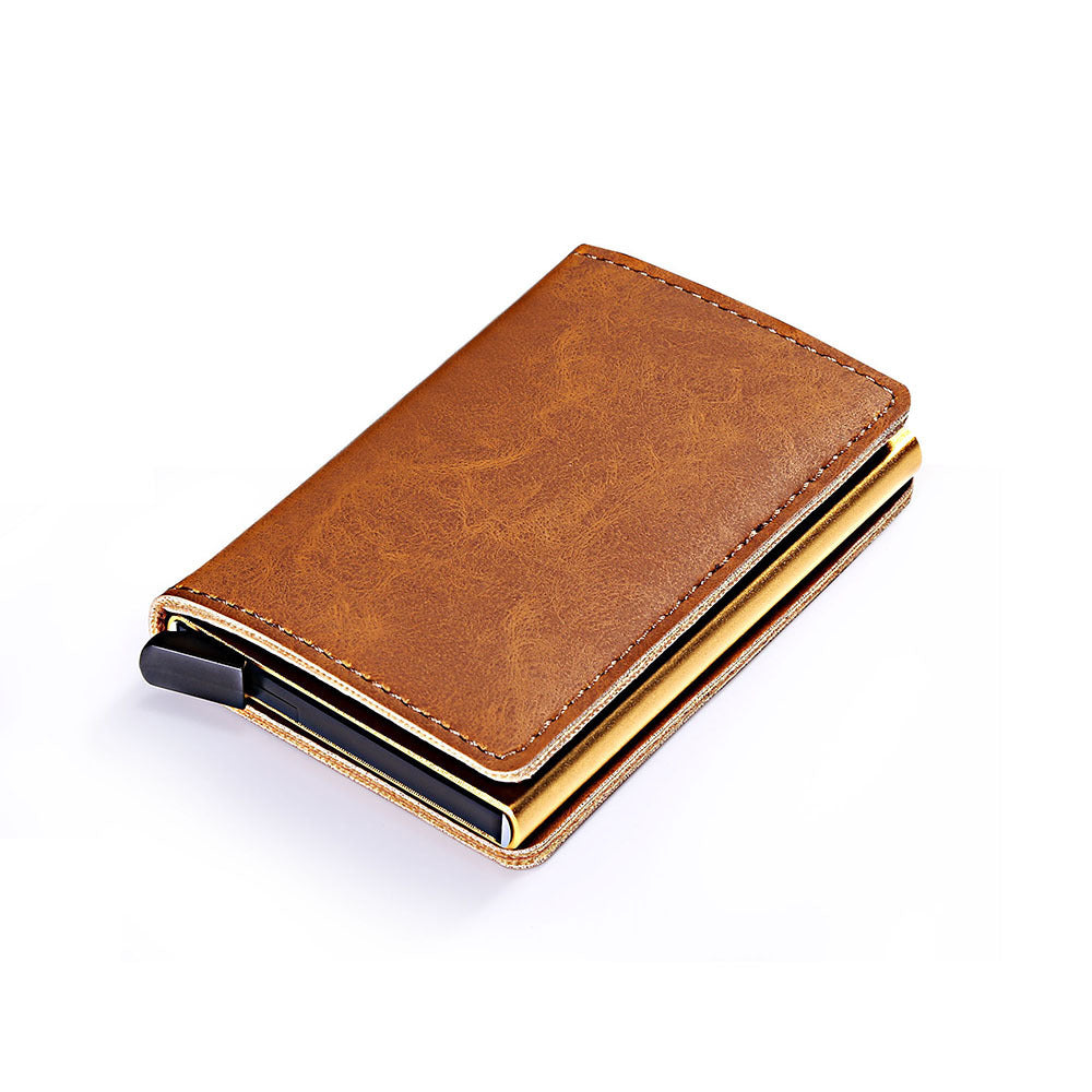 RIFD Security And Anti-theft Automatic Leather Card Case - Secure Your Cards in Style with Leather Magic