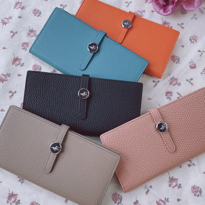 Genuine Leather Women Wallets Luxury Long Hasp Lychee Pattern Coin Purses - Laugh in Luxury with Lychee Pattern Wallets